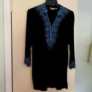 Black & Turquoise Crepe Tunic by Sully
